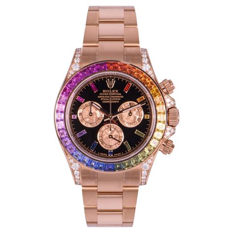 rolex daytona rose gold rainbow diamond black & pink dial|Rolex daytona rainbow 2022 price.